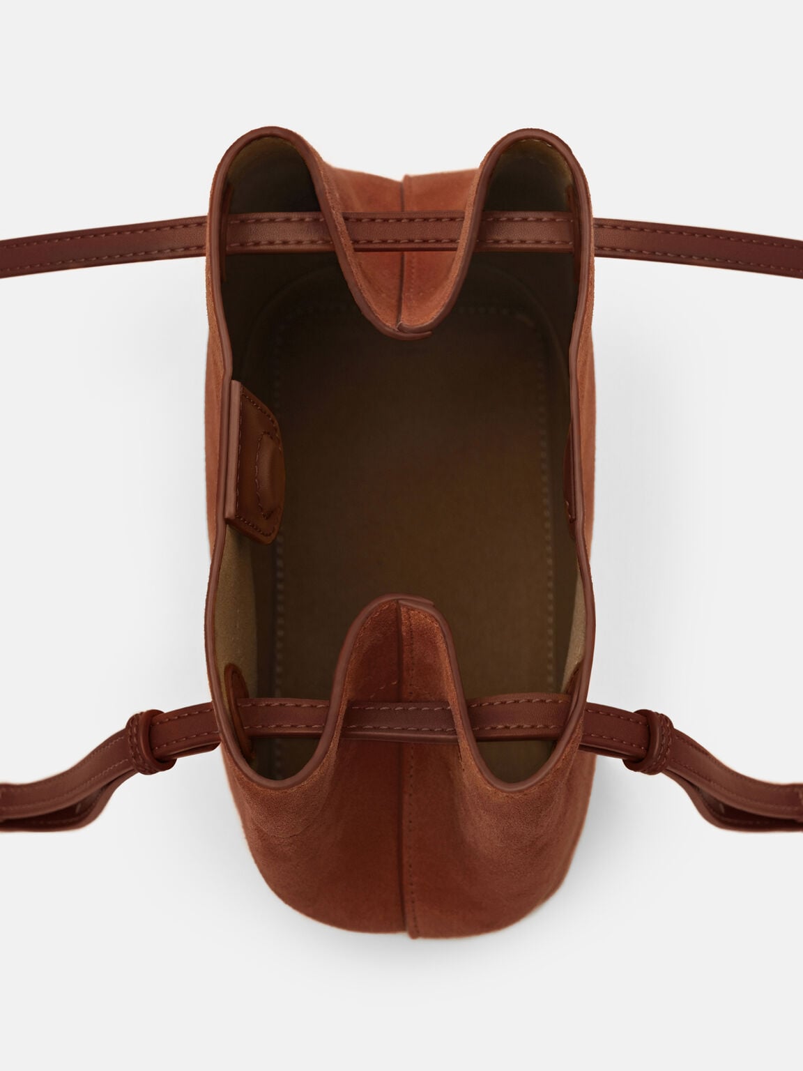Loli Suede Bucket Bag, Mahogany