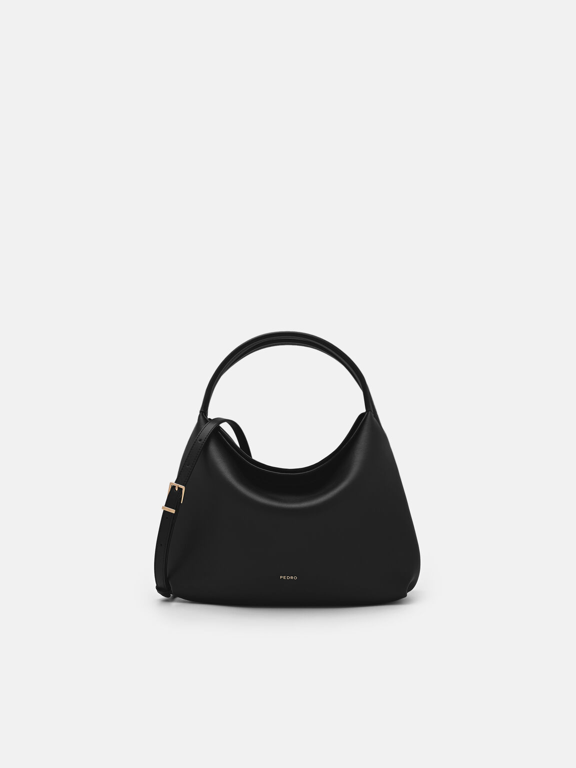 Leather Hobo Bag, Black