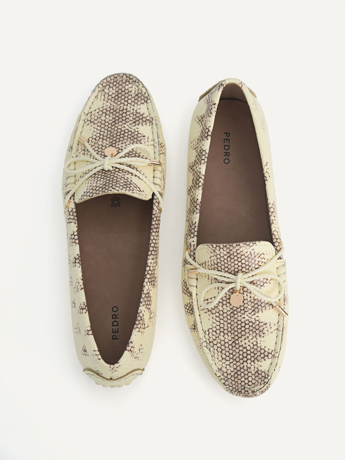 Textured Leather Bow Moccasins, Multi