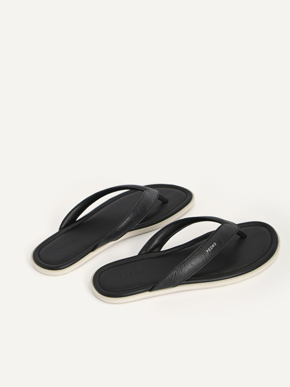 Padded Thong Sandals, Black, hi-res