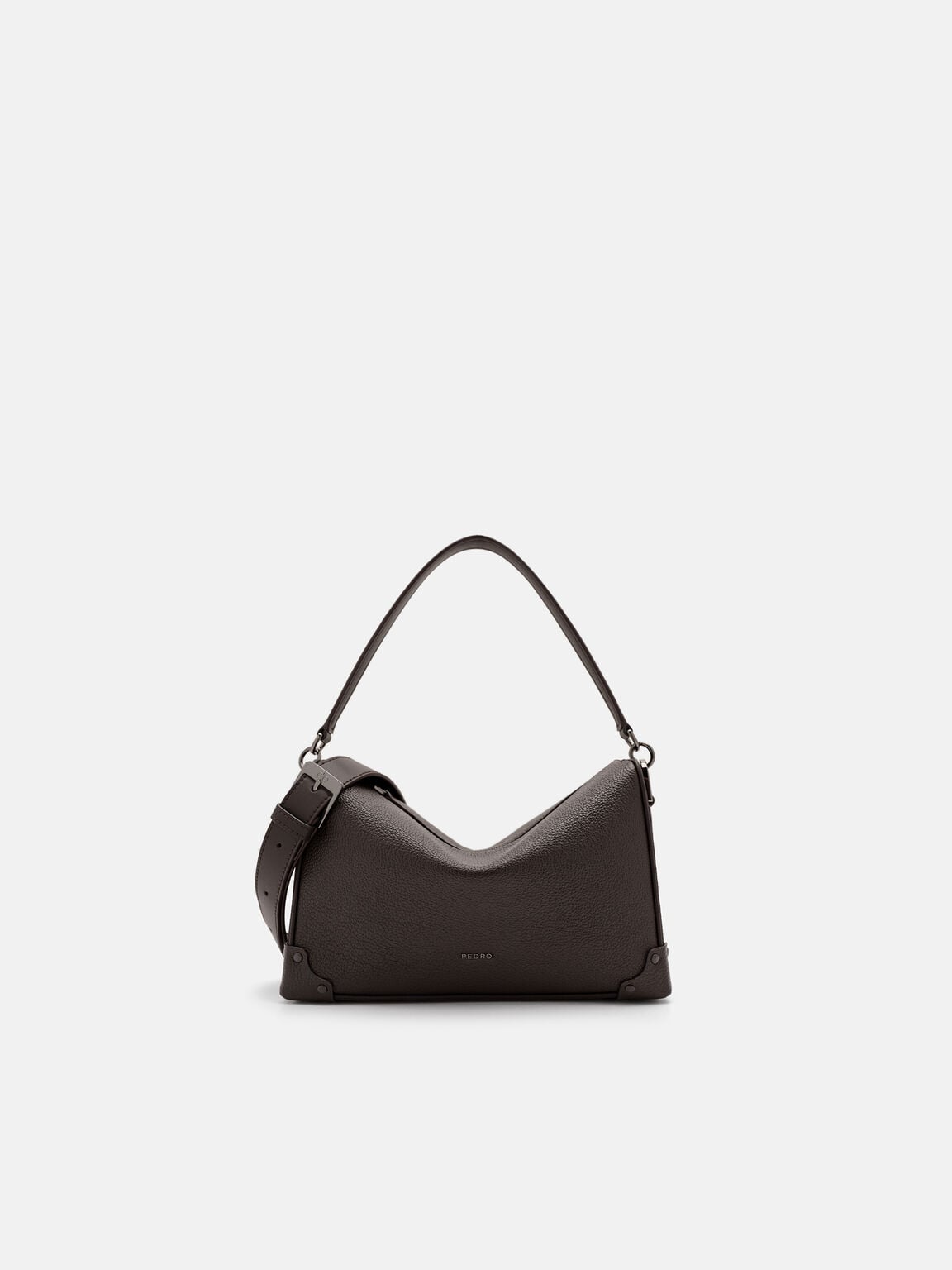 Maven Leather Crossbody Bag, Espresso Brown Embossed