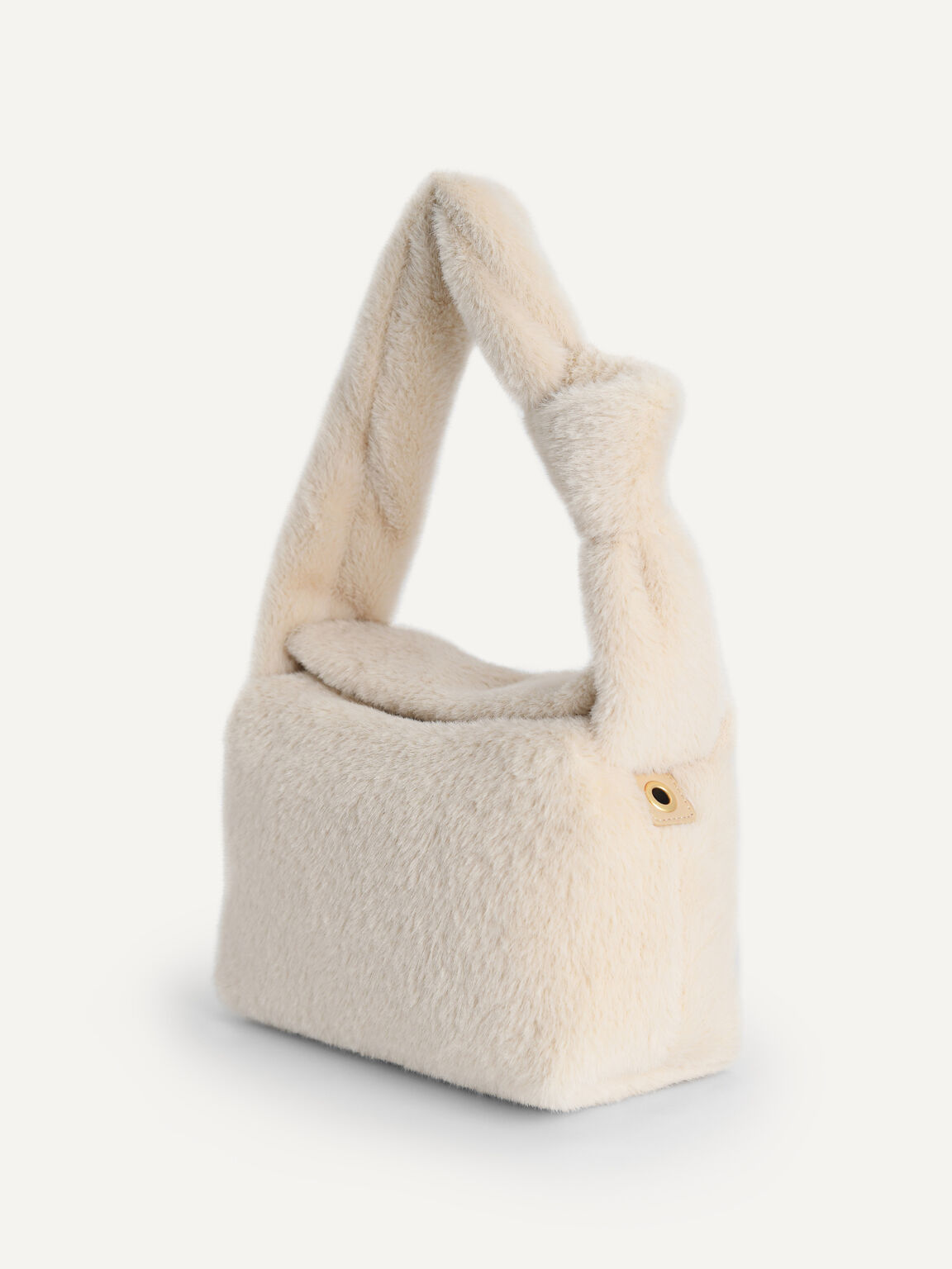 Knotted Faux Fur Shoulder Bag, Sand