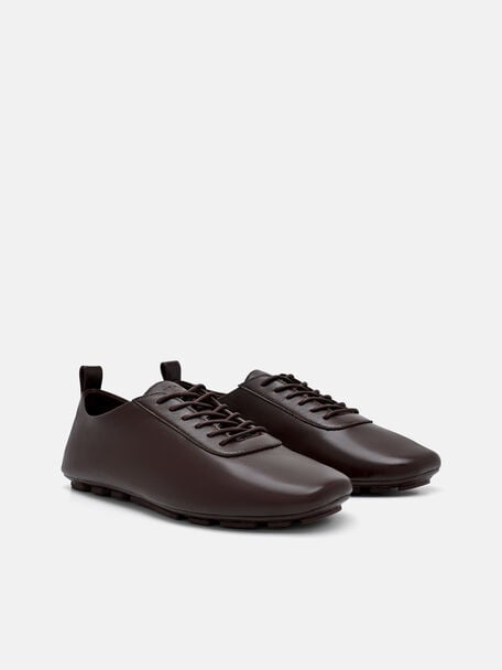 Kendall Leather Flats, Dark Brown