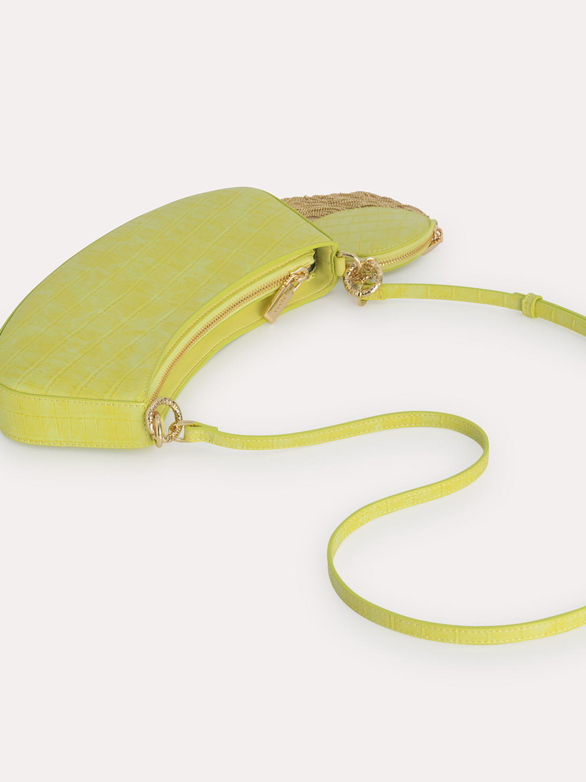 Croc-Effect Shoulder Bag, Yellow