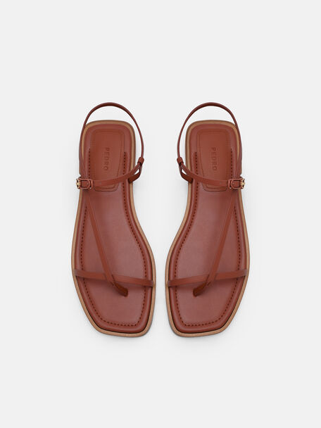 Ashby Leather Strappy Sandals, Brick