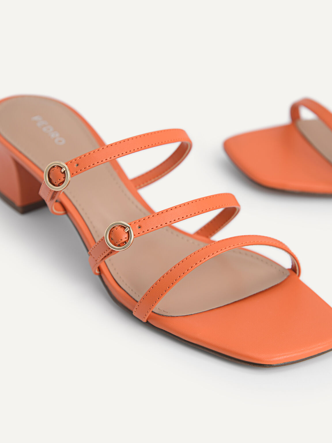 Strappy Heeled Sandals, Orange