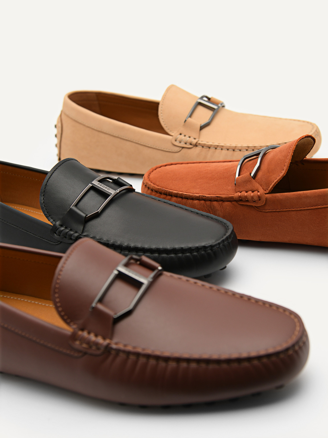 Leather Buckle Driving Shoes, Sand