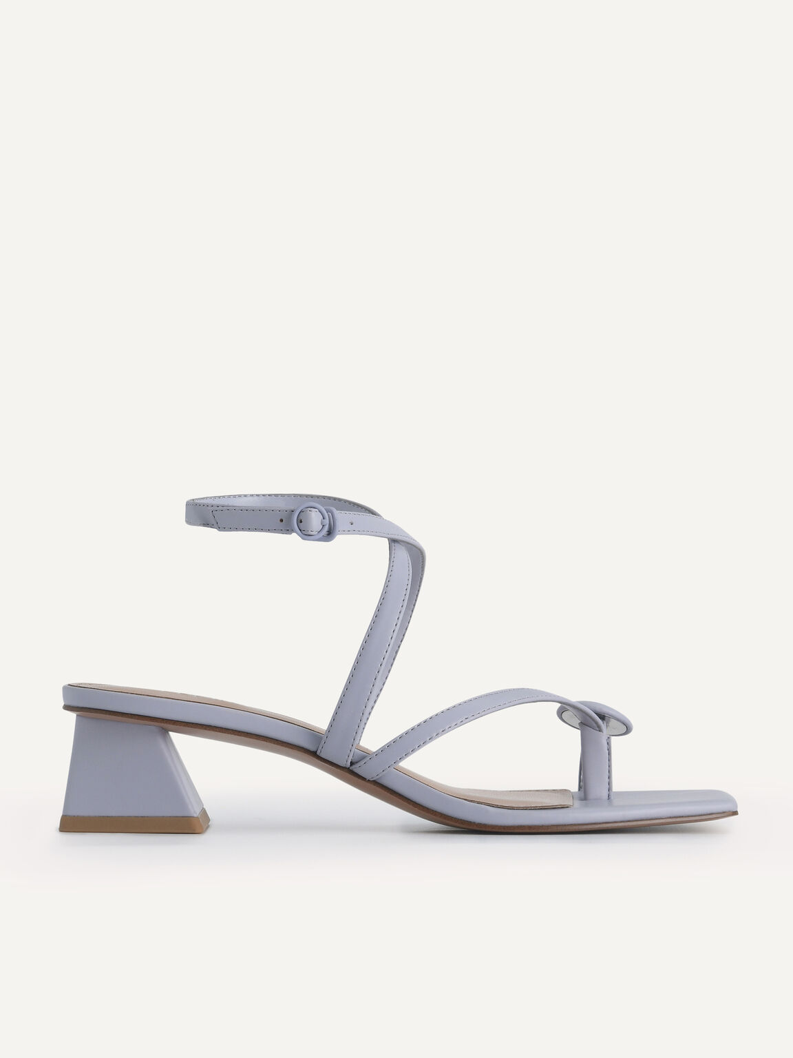 Strappy Toe-Loop Heeled Sandals, Lilac