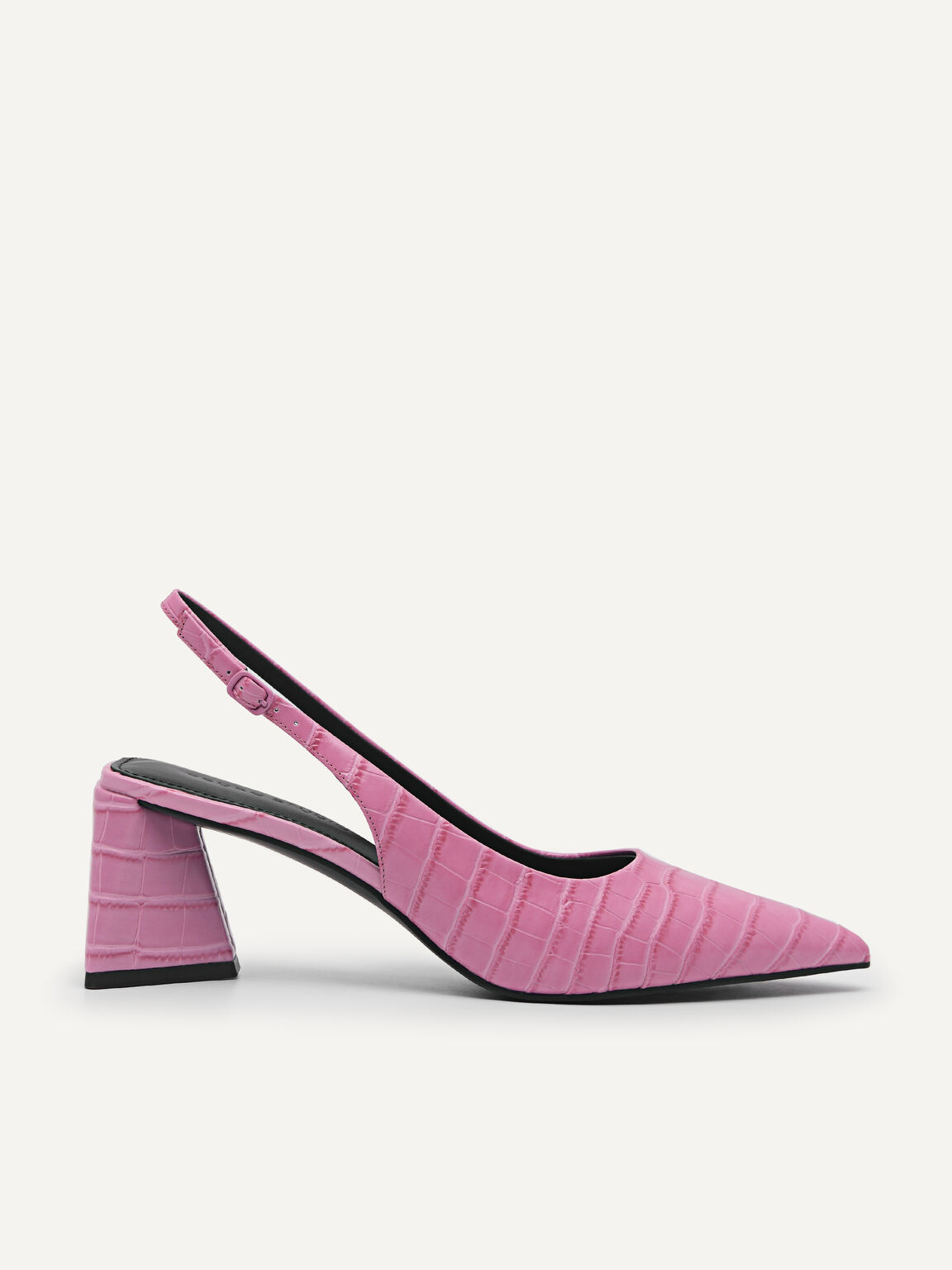 Leather Pointed Slingback Pumps, Pink
