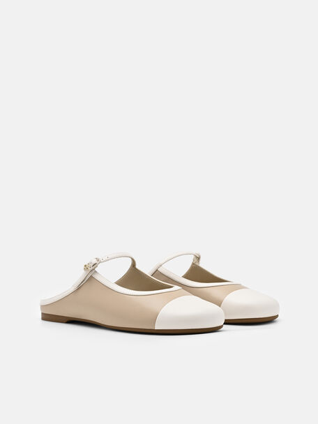 Cap Toe Mules, Nude