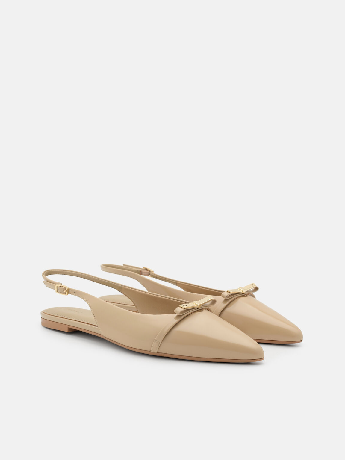 Jeanine Leather Slingback Flats, Sand Patent