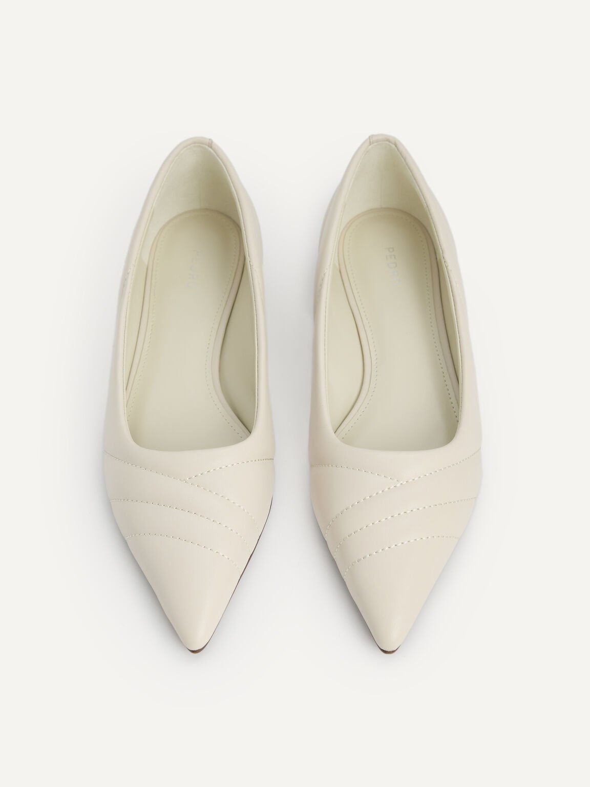 Pointed Toe Leather Flats, Chalk