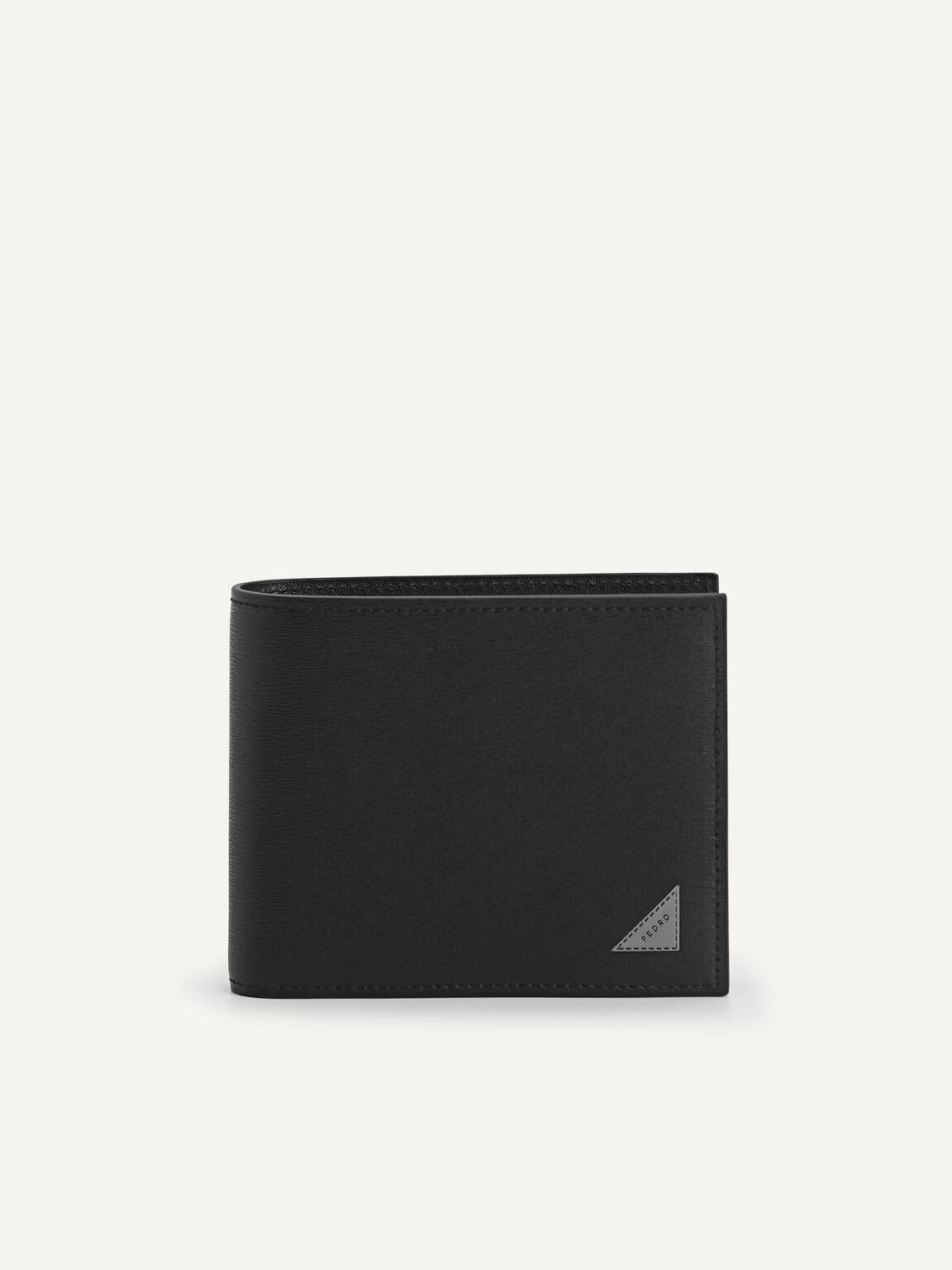 皮革雙折疊錢包（RFID）, 黑色