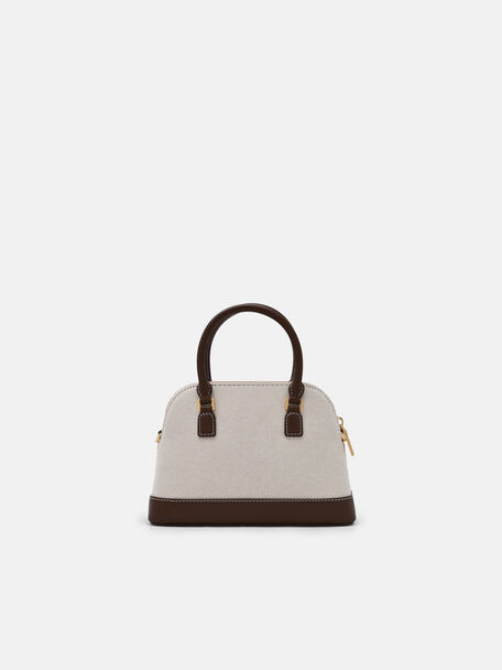 Lucia Canvas Handbag, Dark Brown Canvas