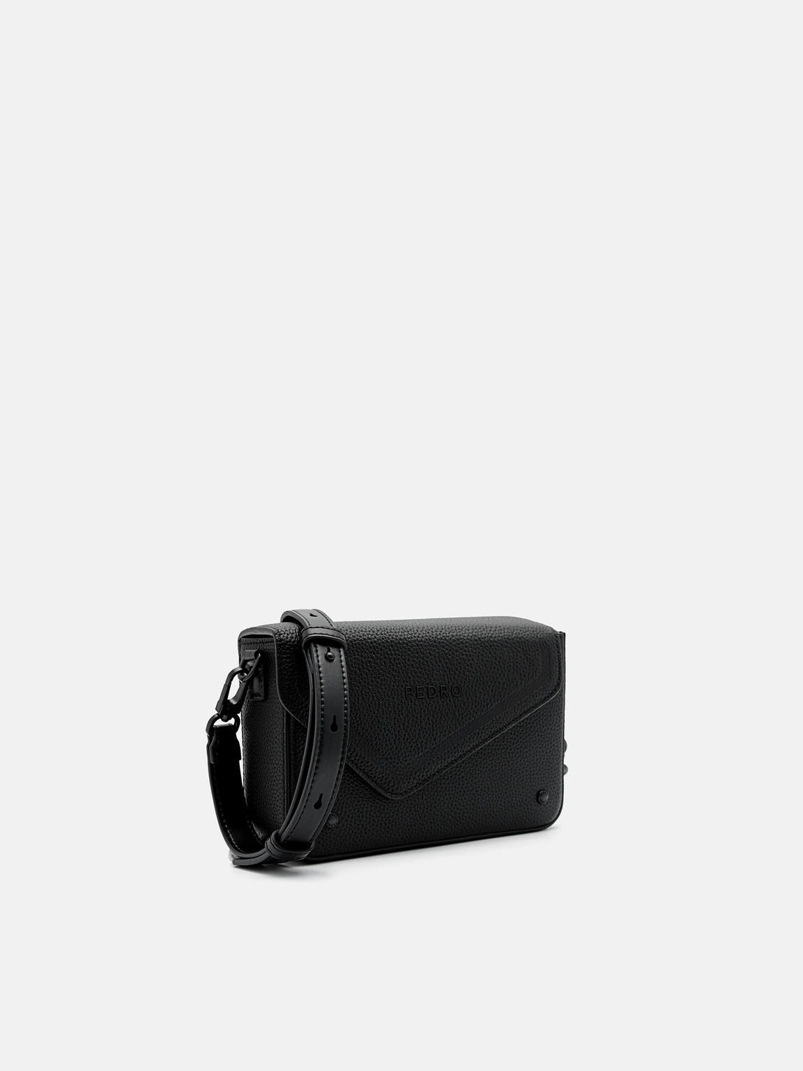 Taper Leather Boxy Sling Bag, Black