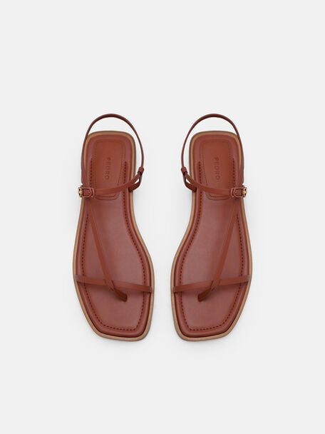 Ashby Leather Strappy Sandals, Brick