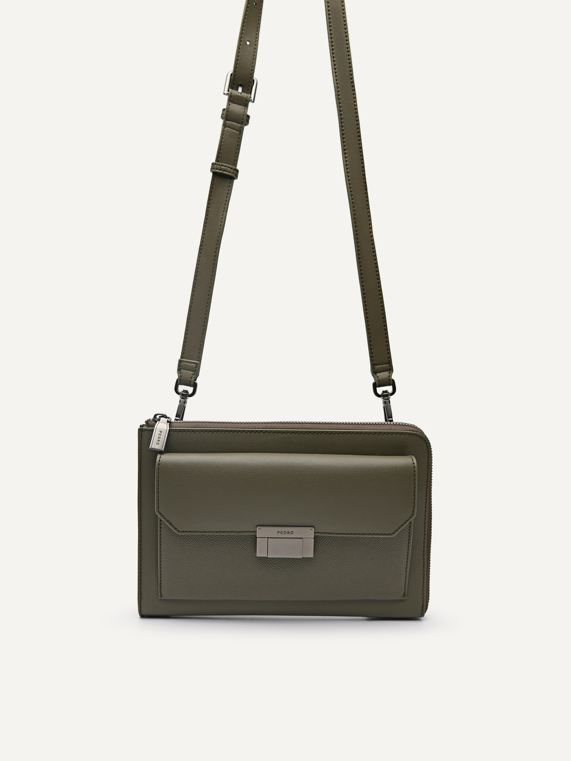 Henry Leather Clutch Bag, Military Green