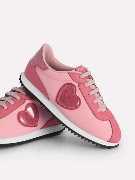 有閃光心形的運動鞋, 粉色, hi-res