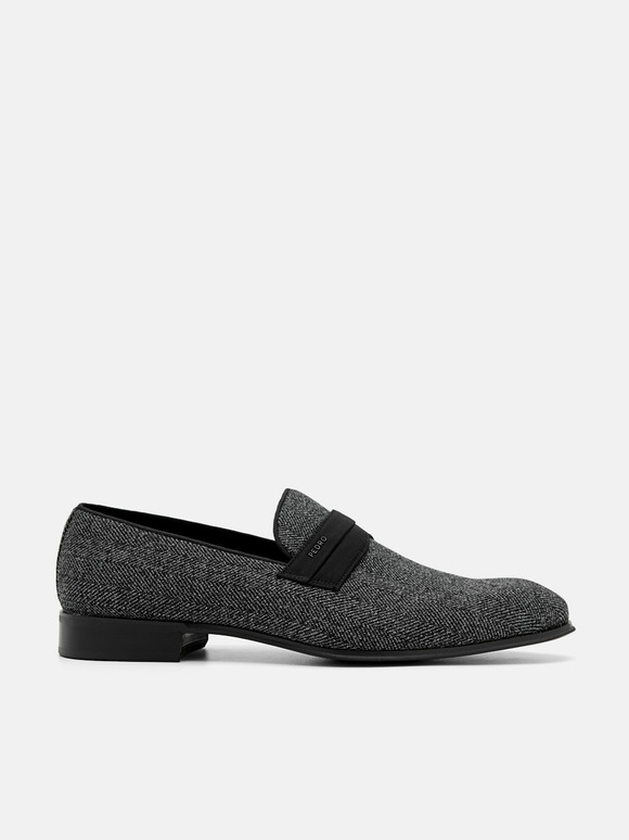 Clive Fabric Loafers, Dark Grey