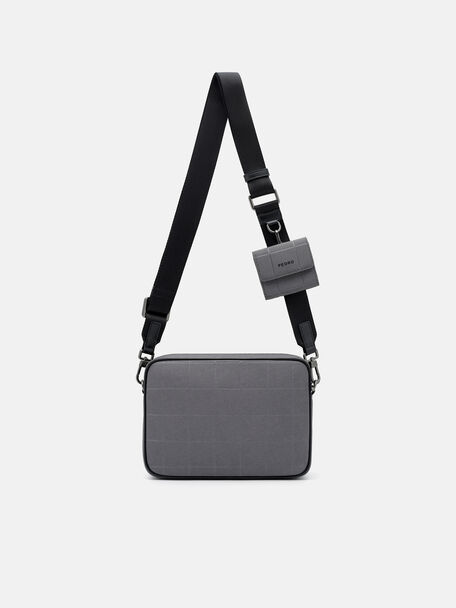 Taper Compact Crossbody Bag, Grey Nylon