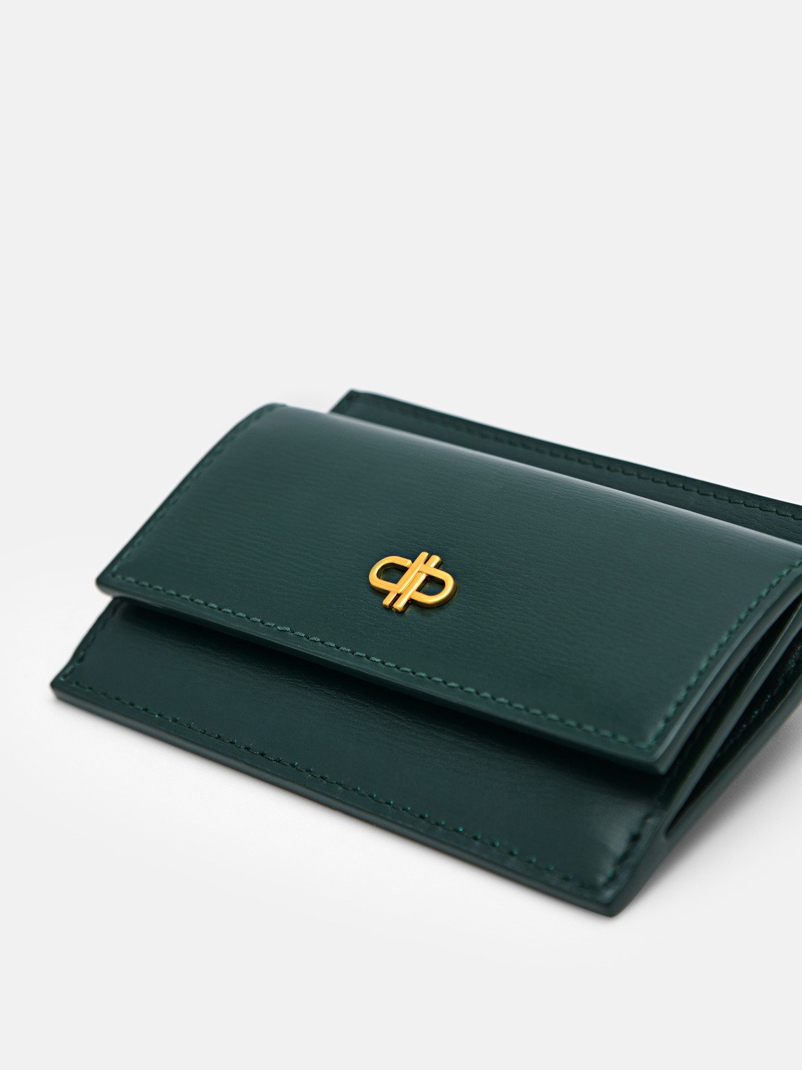 PEDRO Icon Leather Card Holder, Dark Green