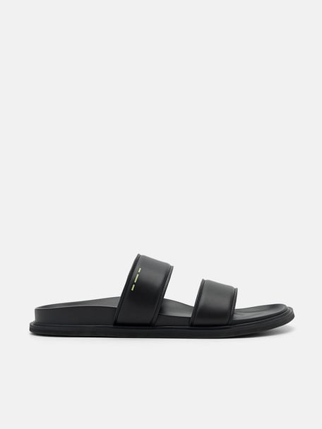Men's rePEDRO Recycled Leather Slide Sandals, Black