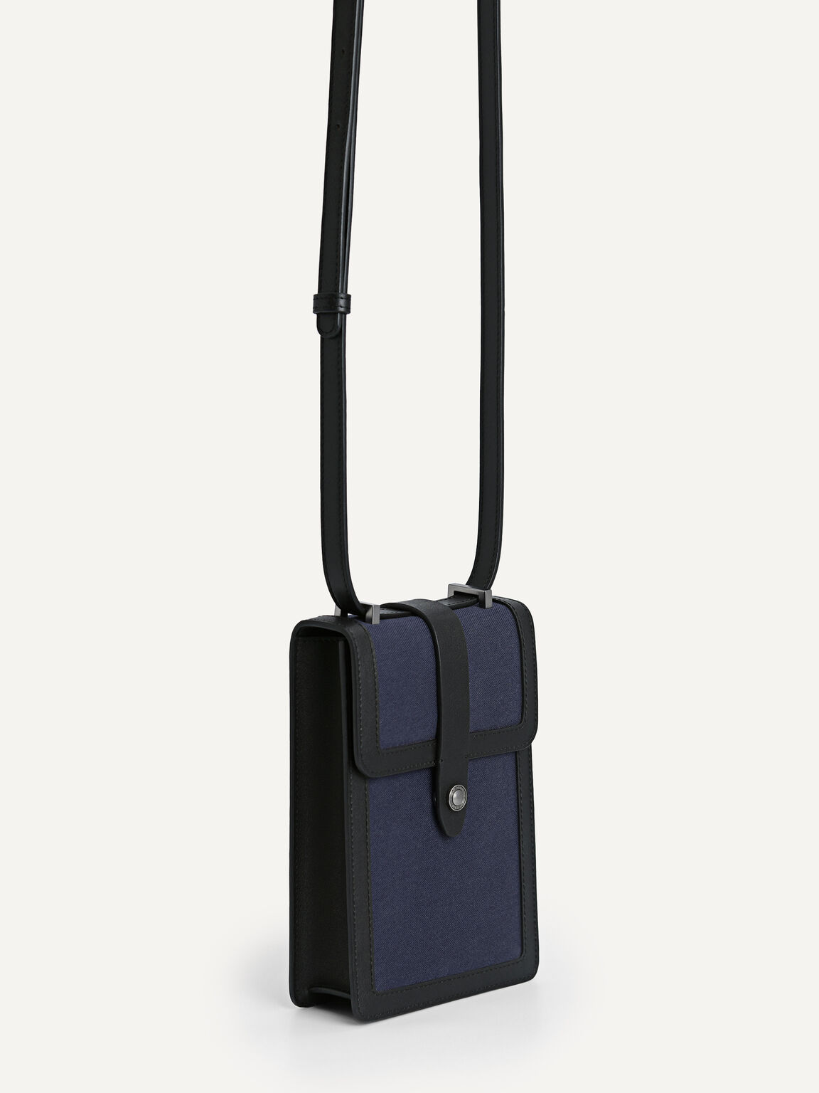 Leather Two-Tone Mobile Phone Bag, Black