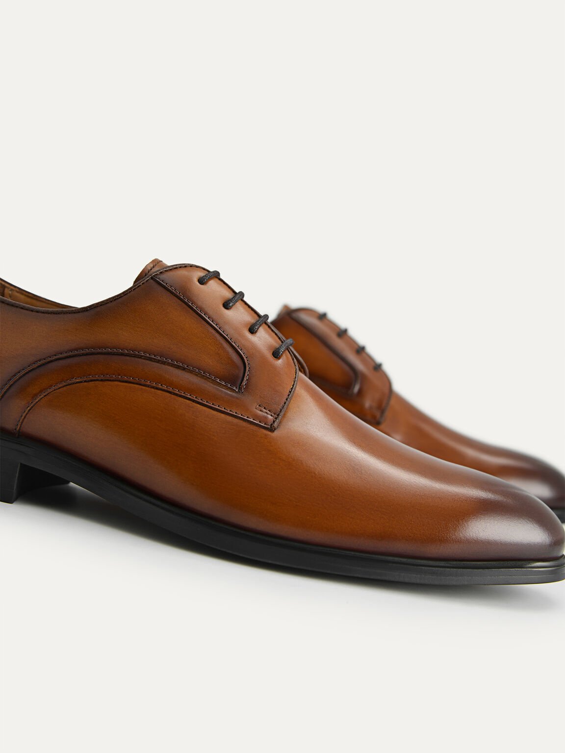Leather Derby Shoes, Camel