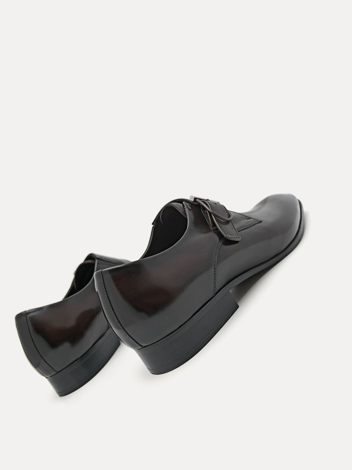 Redford Leather Single Monkstrap Shoes, Dark Brown