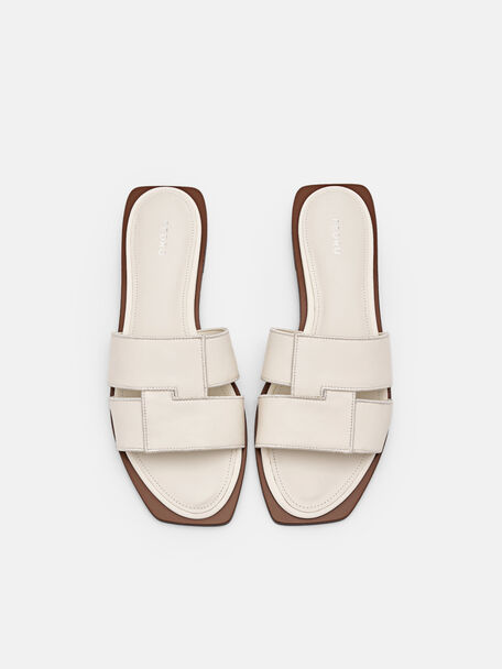 Iza Flat Sandals, Chalk