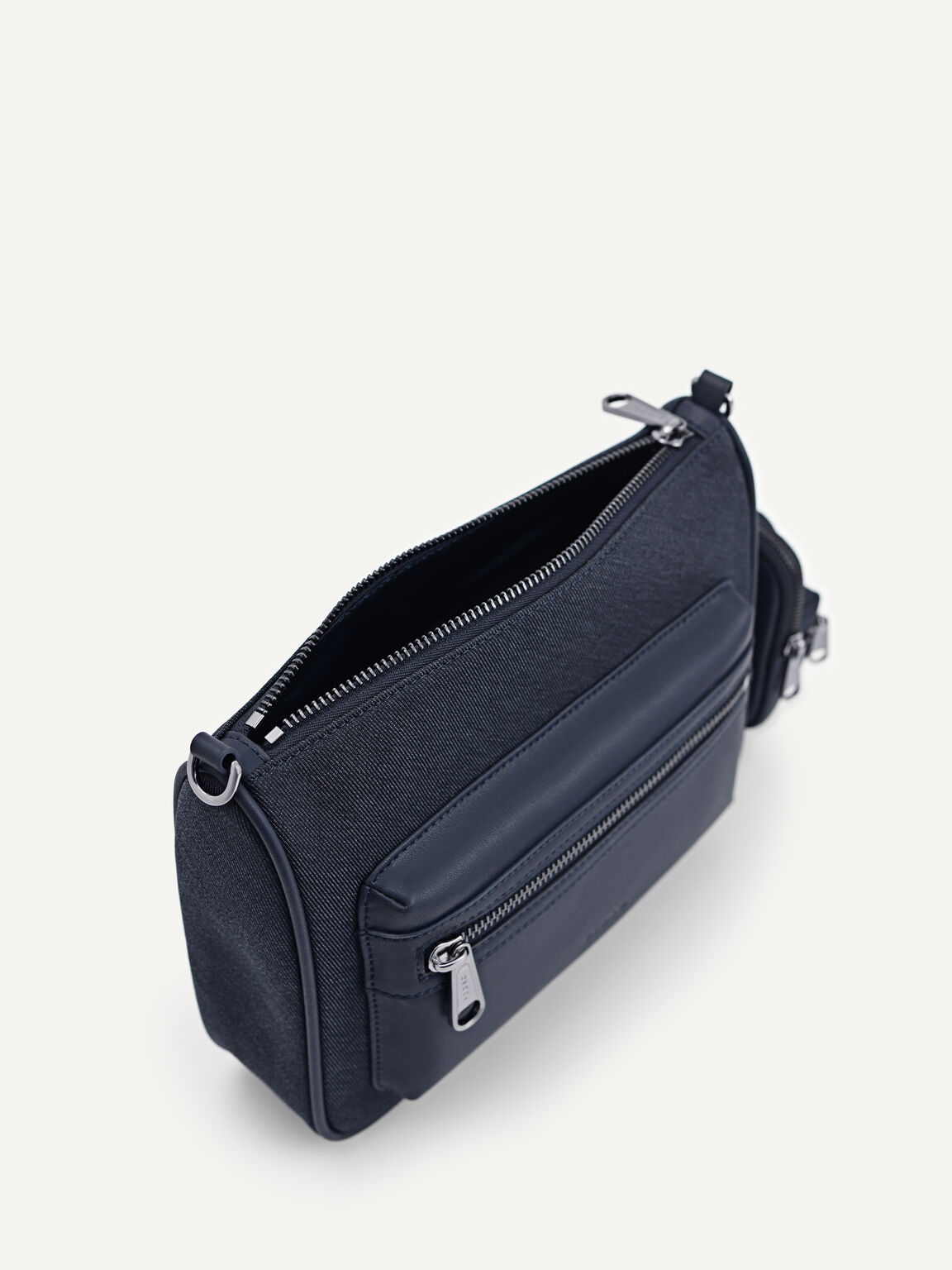 Denim Sling Bag with Pouch, Navy