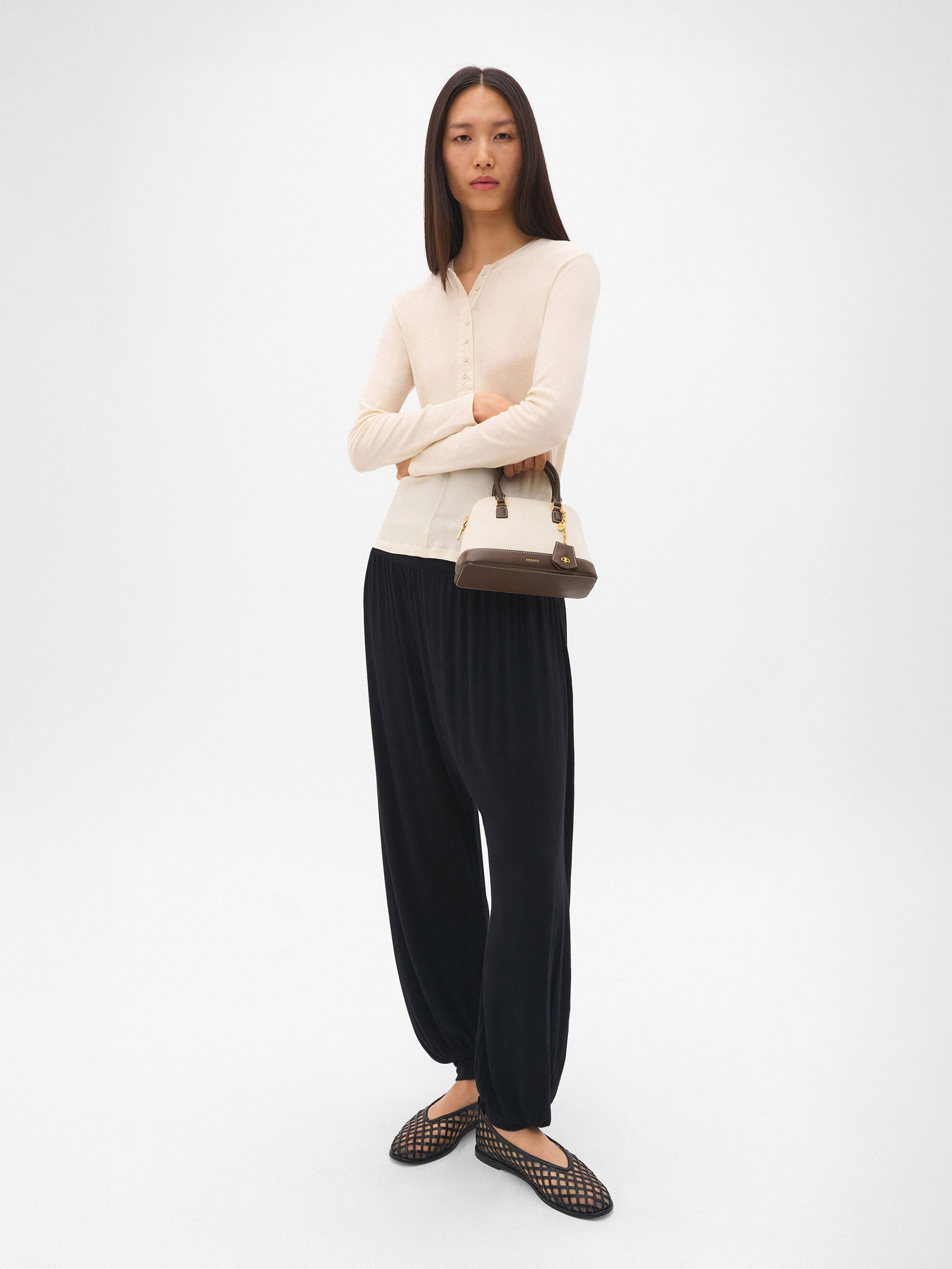 Dark Brown Lucia Canvas Handbag - PEDRO US