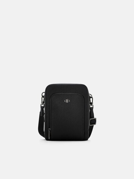 Fingerprint Lock Crossbody Bag, Black Tumble