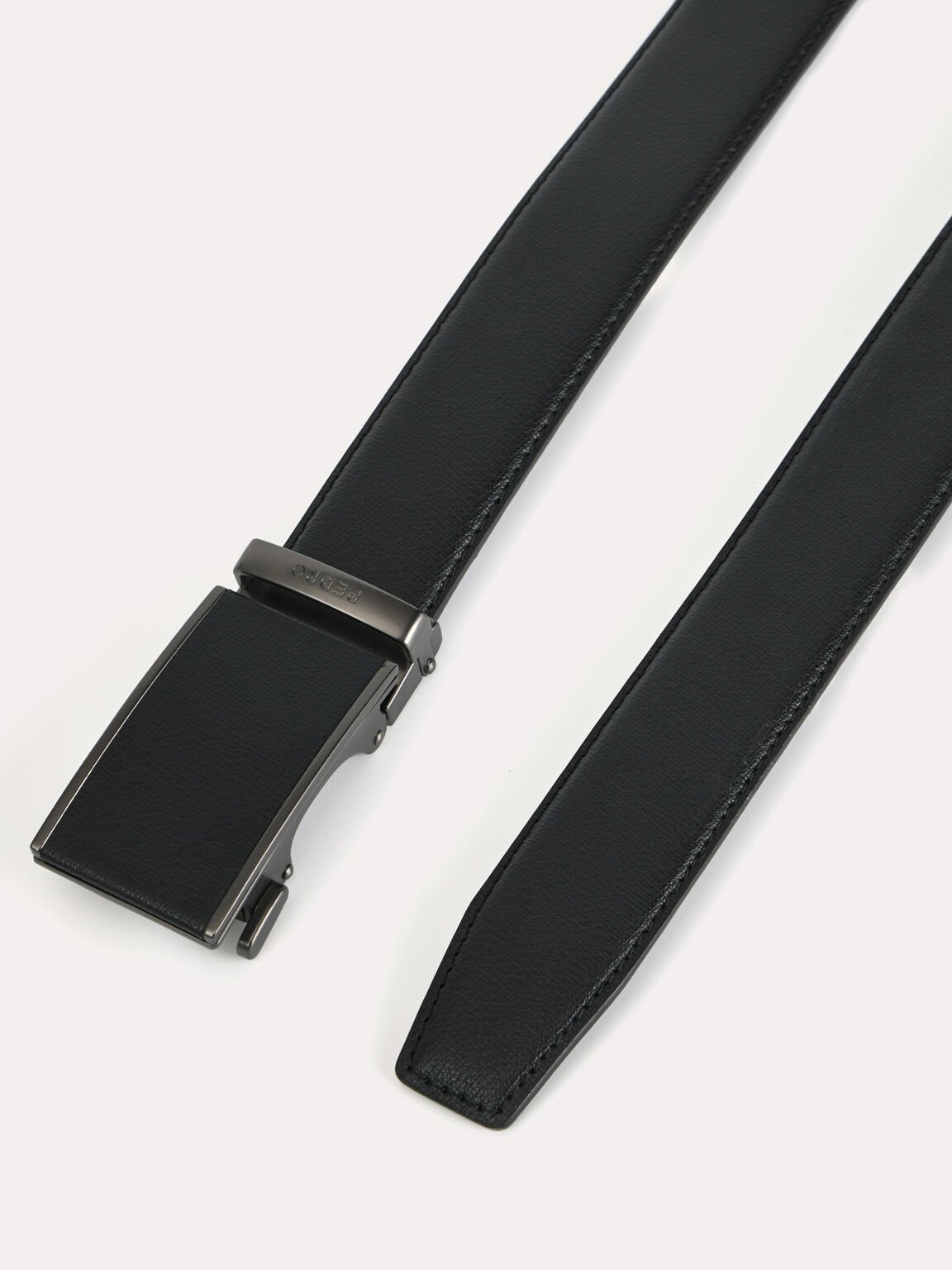 Textured Leather Automatic Belt, Black, hi-res