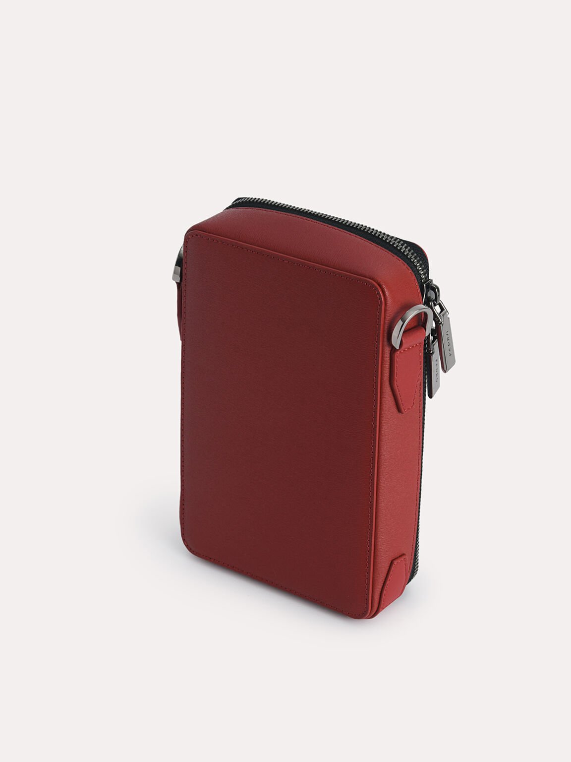Textured Leather Phone Pouch, Red