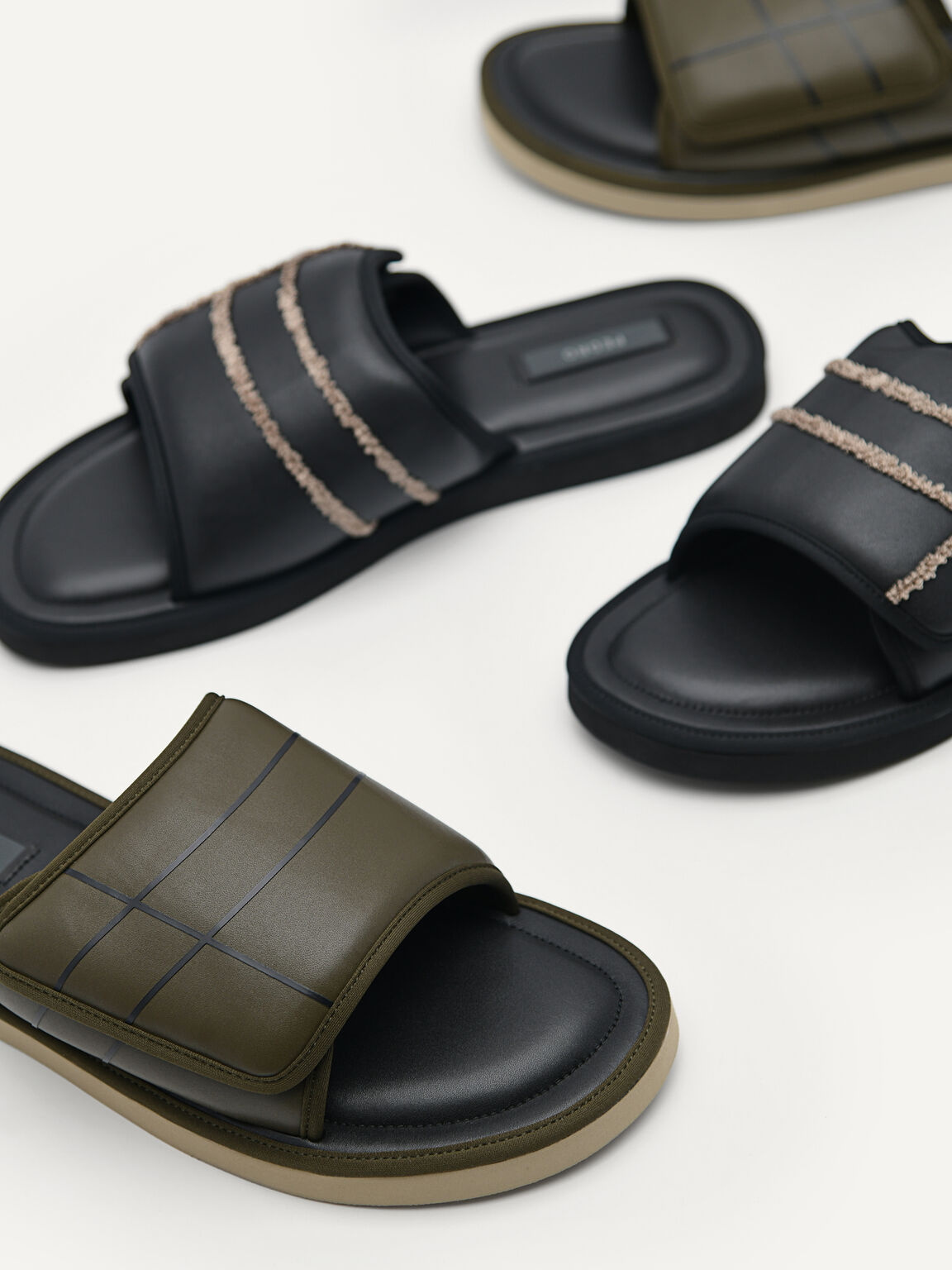 Microfiber Slide Sandals, Black