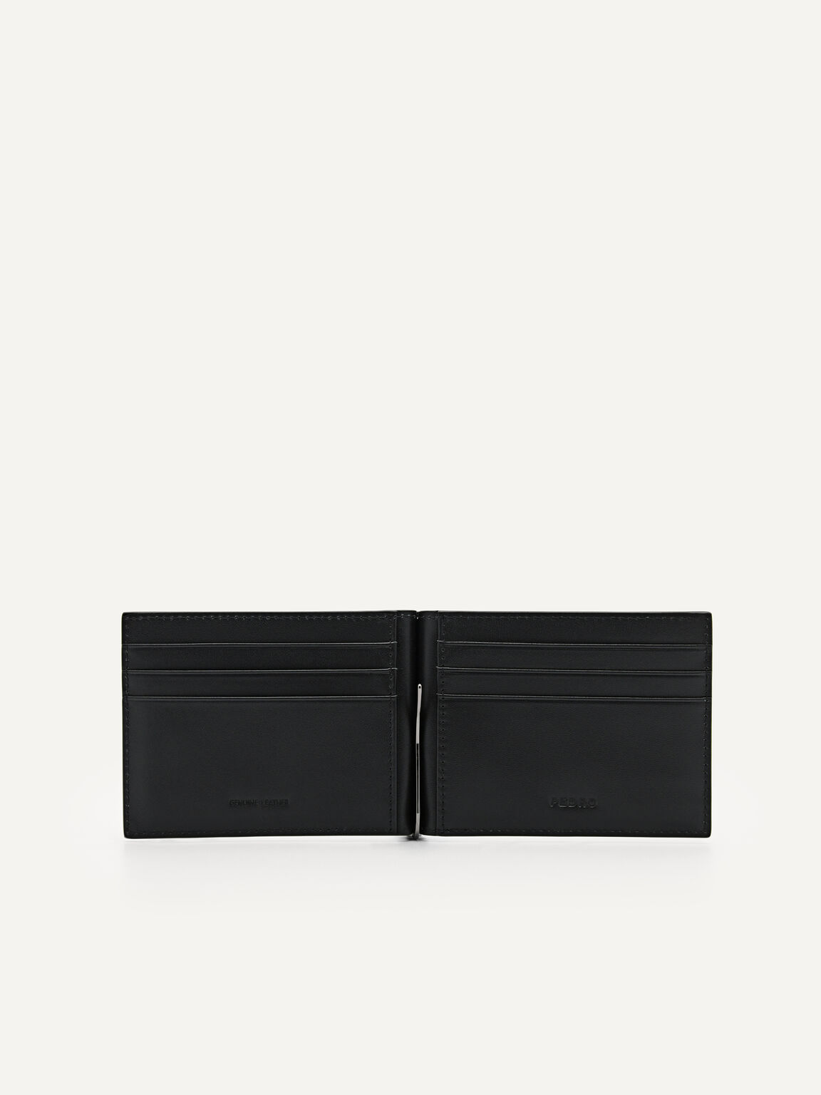 Black Oliver Leather Bi-Fold Card Holder with Money Clip - PEDRO MY