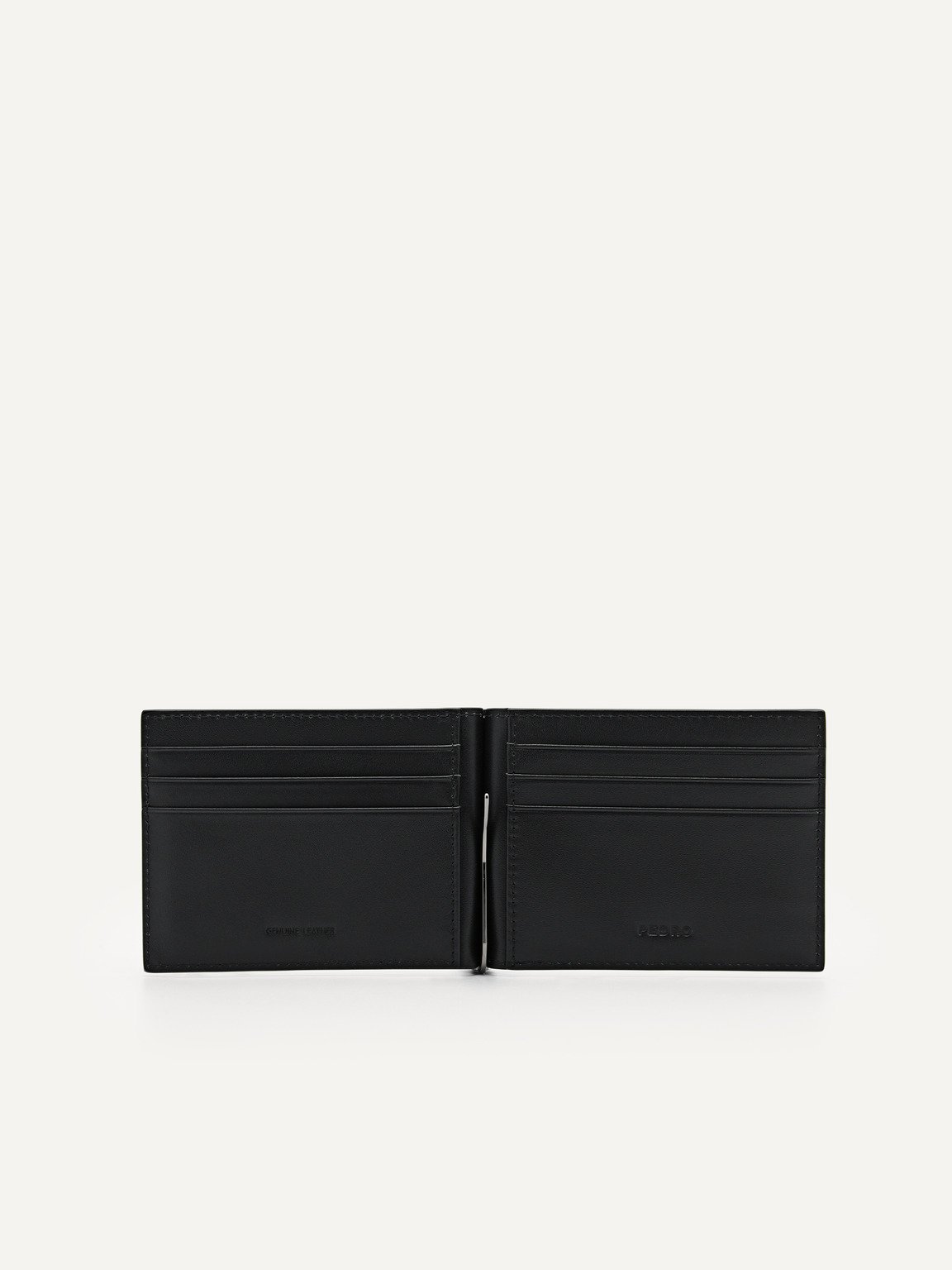Oliver皮革雙折疊錢夾子卡包, 黑色