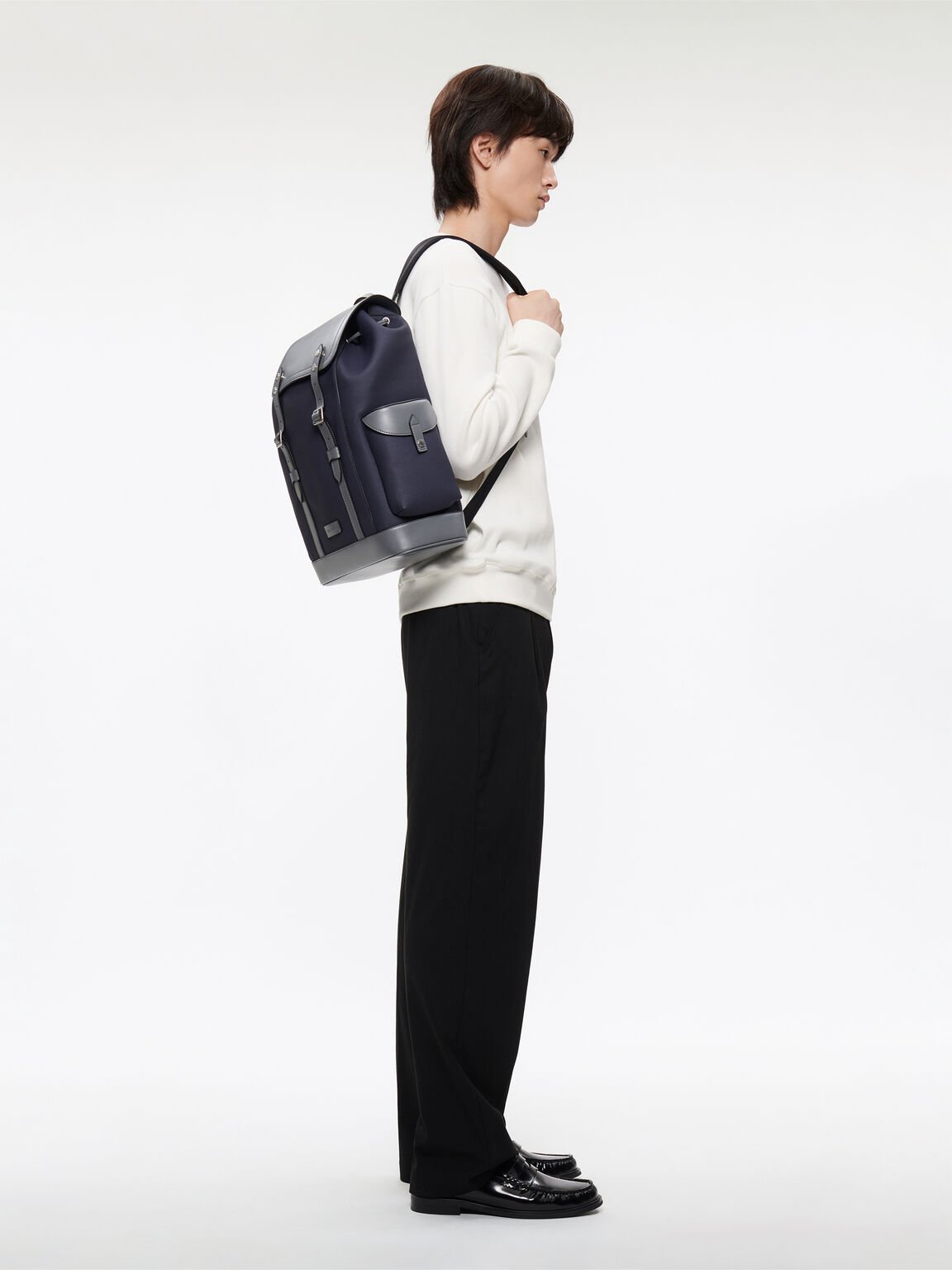 Multi Compartment Backpack with Lining, Navy