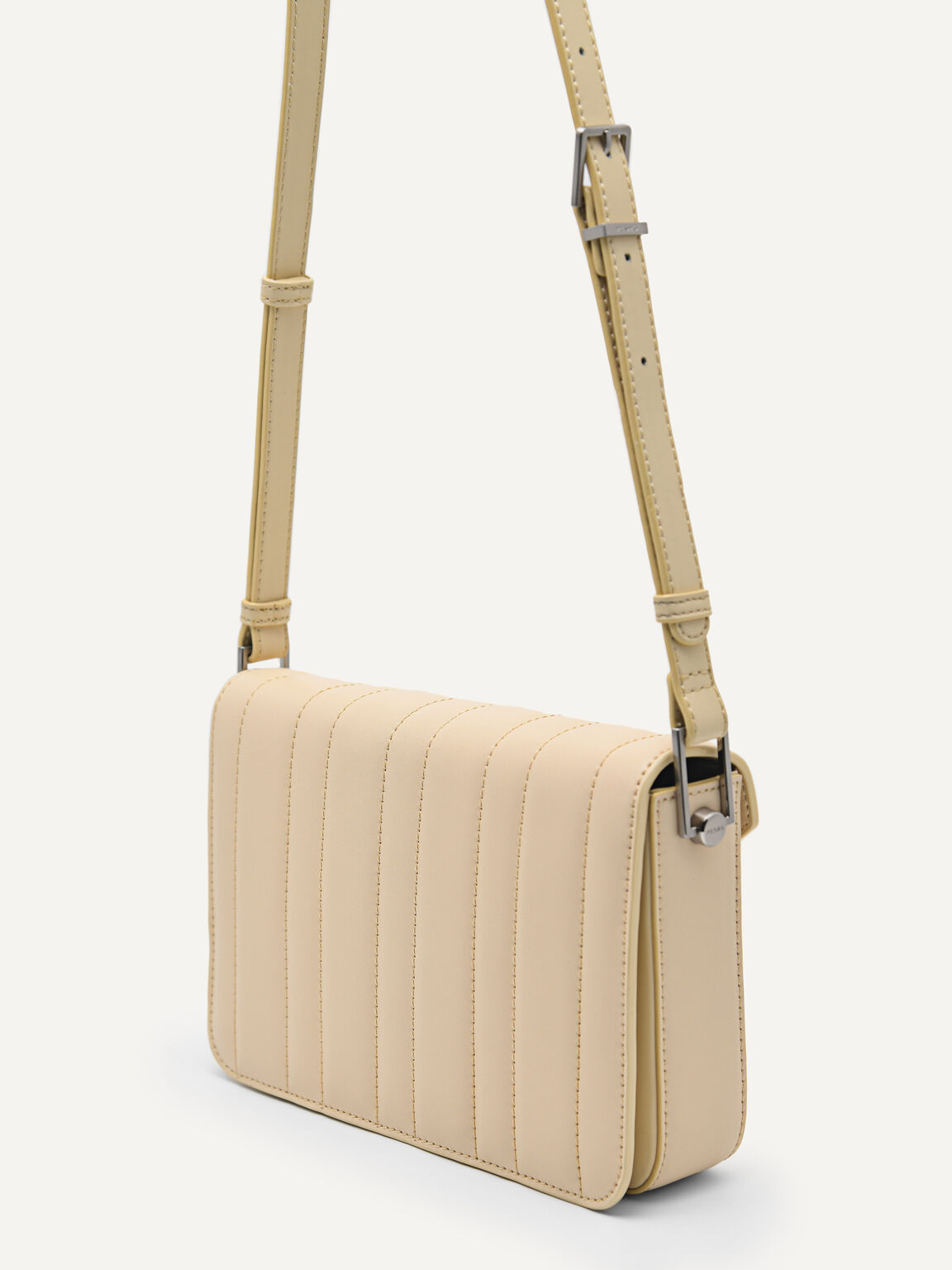 Margot Leather Panelled Shoulder Bag, Sand