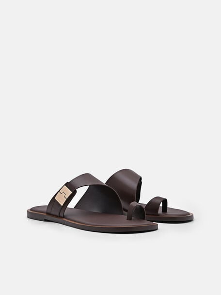 Jatte Leather Sandals, Dark Brown