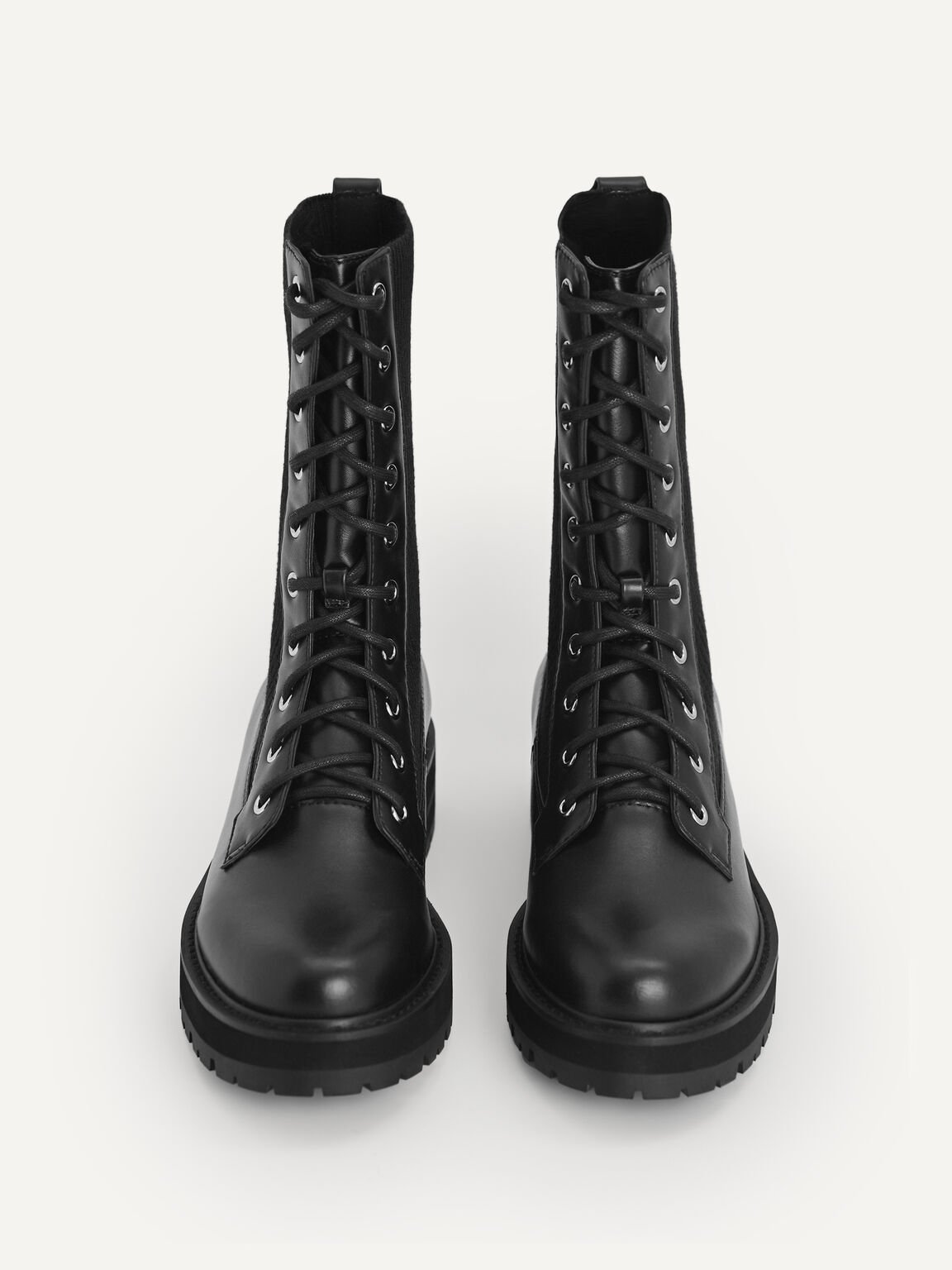 Chunky Lace-up Boots, Black