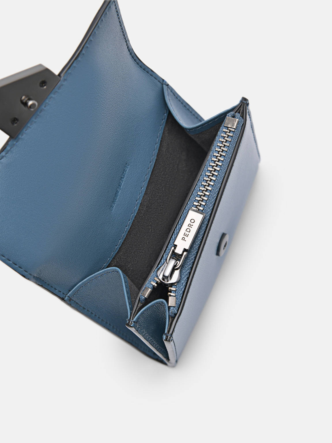Taper Leather Bi-Fold Card Holder, Cyan