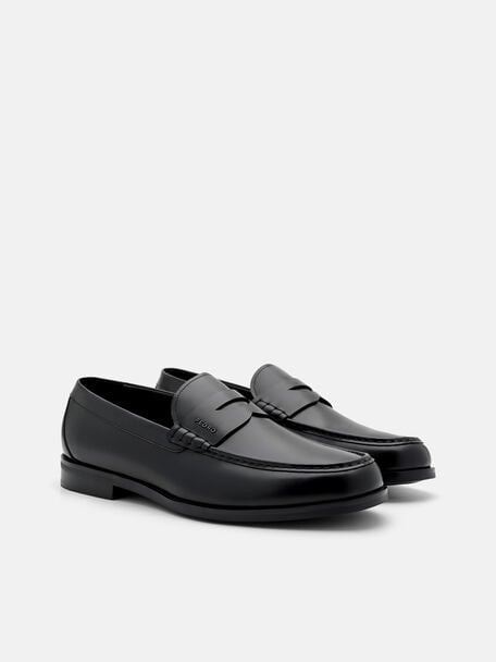 Keith Leather Penny Loafers, Black