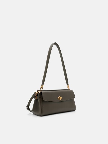 Emory Leather Shoulder Bag, Dark Olive
