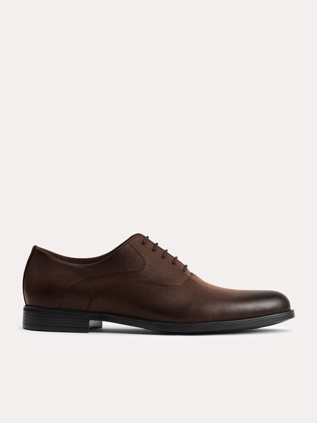 Textured Leather Oxfords, Brown