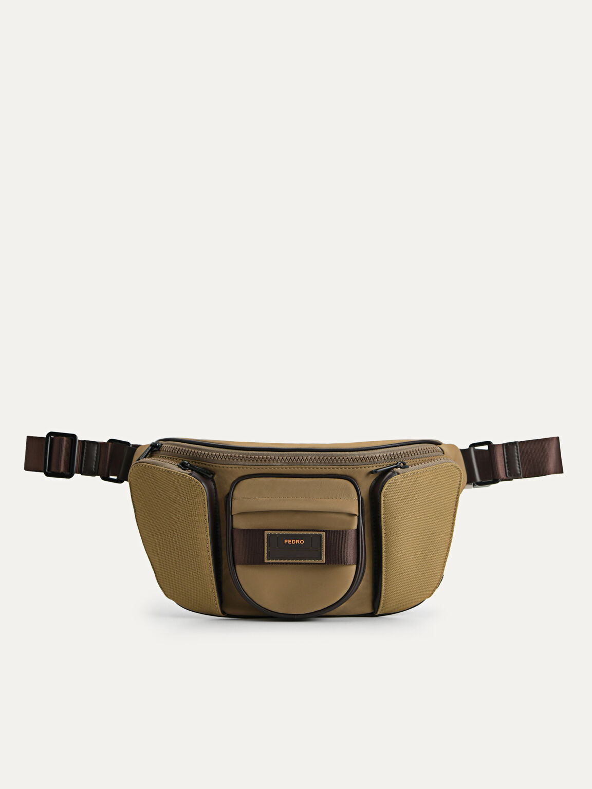 Multipocketed Nylon Sling Pouch, Olive, hi-res