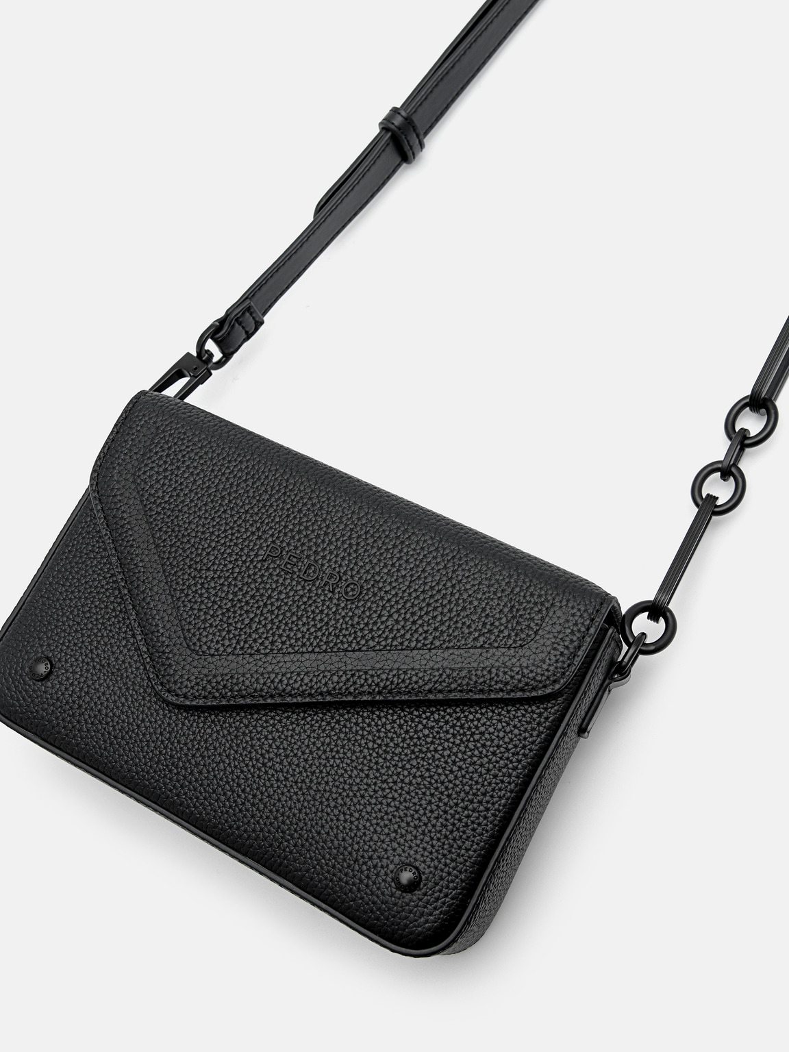 Taper Leather Boxy Sling Bag, Black