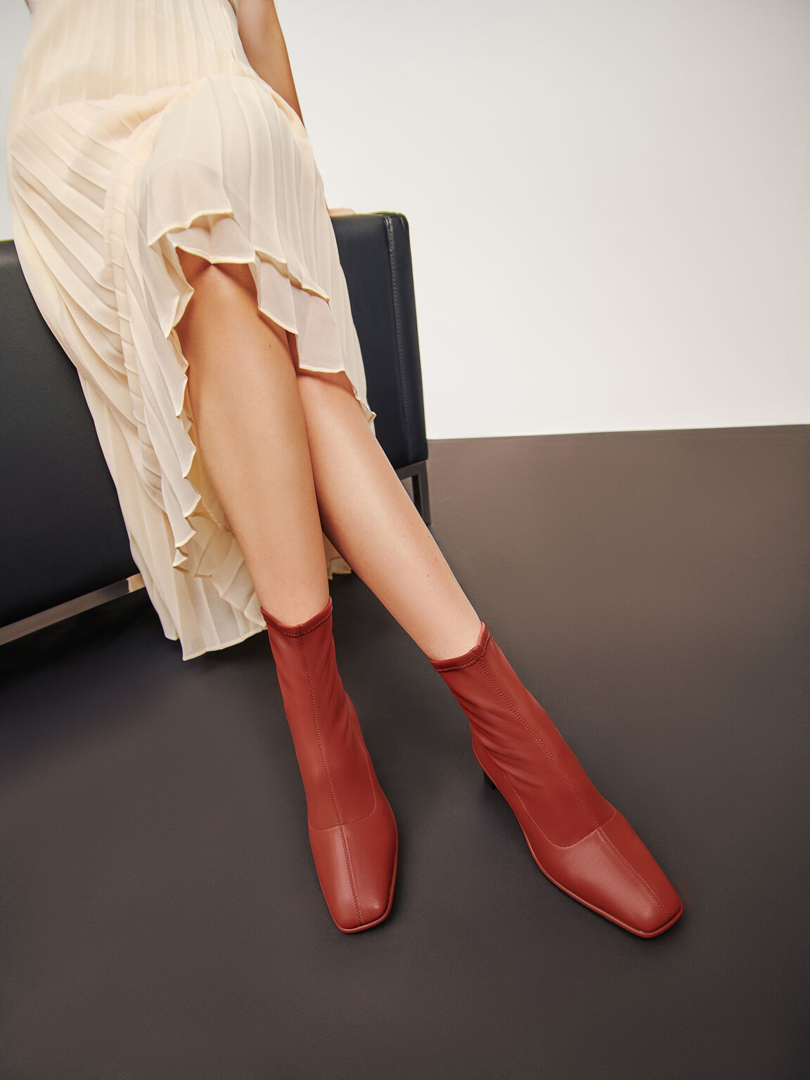 Heeled Ankle Boots, Brick, hi-res