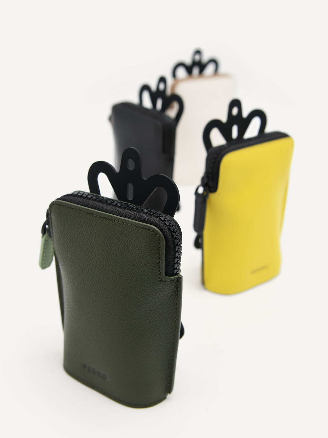 Leather Pouch with Phone Holder, Military Green